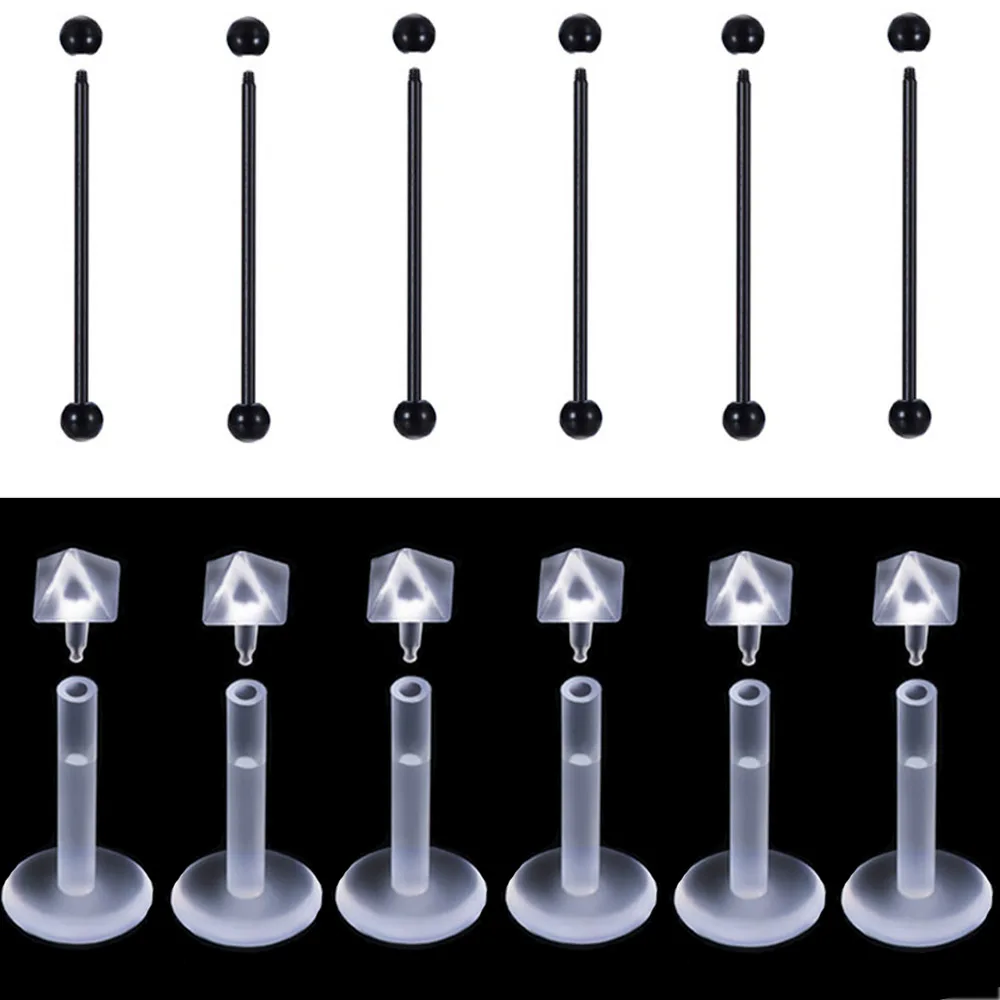 

Wholesale 10pcs/lot Transparent Lip Labret Ring Tragus Cartilage Ear Industrial Barbell Bar Soft Piercing Body Jewelry Bioflex