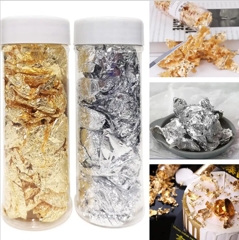 1 Scatola Genuine Gold Leaf Schabin Flakes 2G Gold Piatti Decorativi Chef Art Cake Decorating Tools Chocolate Cake Decor