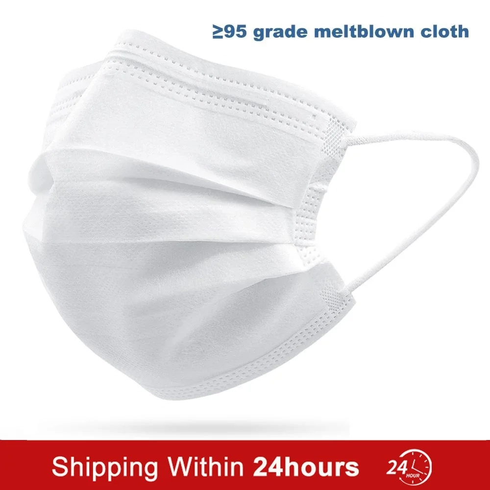 

50 Pcs Disposable 3 Layers Face Mouth Mask PM2.5 White Facial Protective Anti Dust Fog Smog Healthy Masks as KN95 N90 FFP2