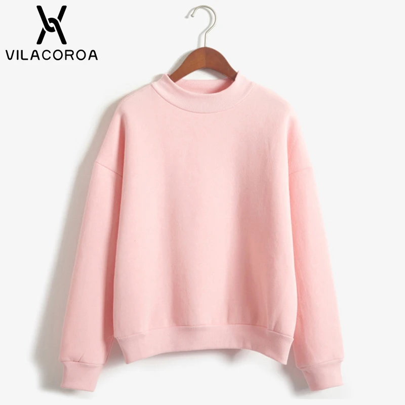  9 Colors Winter Grey Hoodie Round Neck Long Sleeve Velvet Warm Sweatshirts Women Korean Black Loose