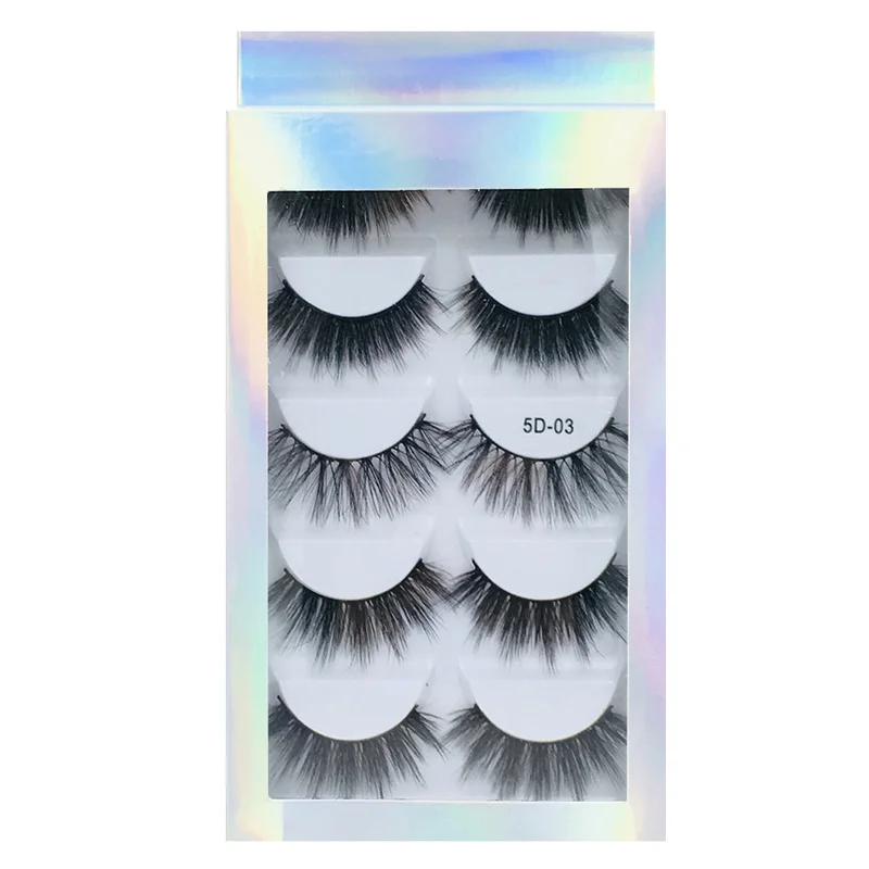 5 Pairs 3d Faux Mink False Eyelashes Thick Volume Natural for Beauty Makeup Extension Fake Eyelashes Strip Lashes Laser Box