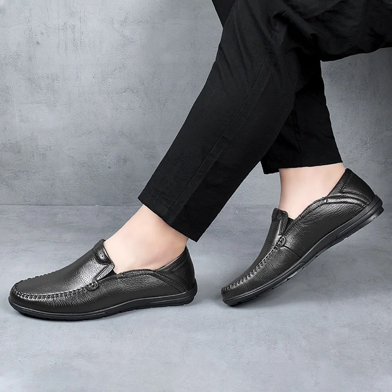 Men Casual Shoes outdoor Luxury Brand Genuine Leather Mens fashion Loafers Moccasins Comfy Breathable Slip on Driving Shoes a4