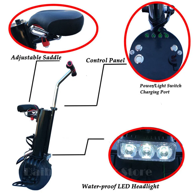 Daibot Electric Monowheel Scooter One Wheel Self Balancing Scooters Seat TypeHandlebar Electric Scooter 500w 60V For Adults     (14)