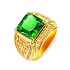 Luxury Male Female Green Crystal Stone Ring Charm Gold Color Wedding Ring Vintage Square Big Engagement Rings For Women Men ► Photo 3/6