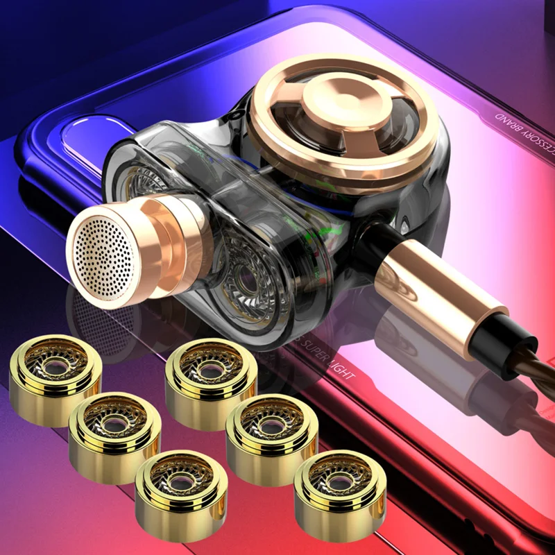 SD01 subwoofer earphone In Ear Six core three coil headphones with Mic Hifi Stereo Sports Headphone Bass Sound for xiaomi iPhone