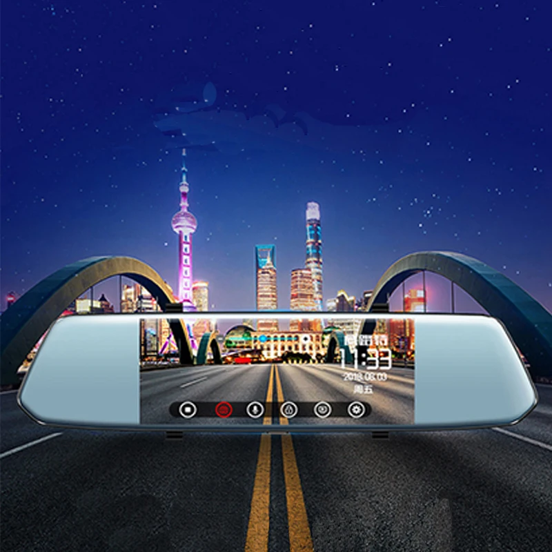 

7 inch touch screen driving recorder HD night vision double lens rearview mirror with electronic dog speed one machine XC-65