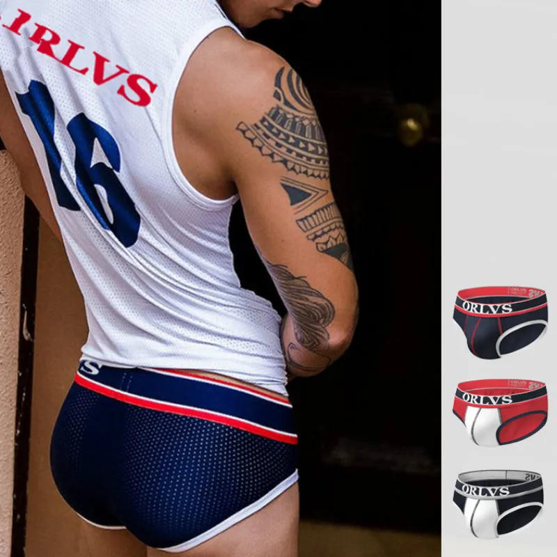 

Трусы-брифы мужские сетчатые, дышащее нижнее белье, модные пикантные трусы