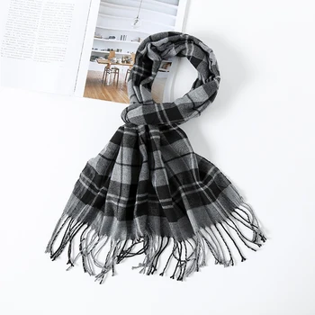 

Fashion Design Casual Men Scarves Winter Men's Thicken Plaid Cashmere Scarf Luxury Brand High Quality Warm Cotton Scarves Shawls