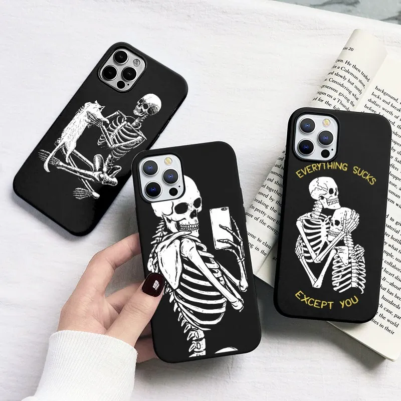 Силиконовый чехол для iPhone 8 7 12 13 Mini 11 Pro XR X 5 6 Plus XS Max черный ТПУ матовый | Мобильные