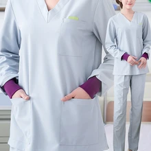 Корейская версия мочалки раздельный костюм с короткими рукавами с длинными рукавами Одежда для медсестер для мужчин и женщин операционная комната салон красоты Br