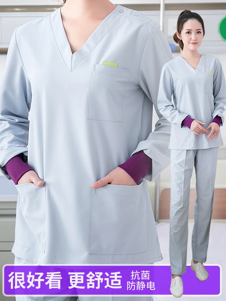 

Korean Version Washclothes Split Suit Short-sleeved Long-sleeved Nurses'clothes For Men And Women Operating Room Beauty Salon Br