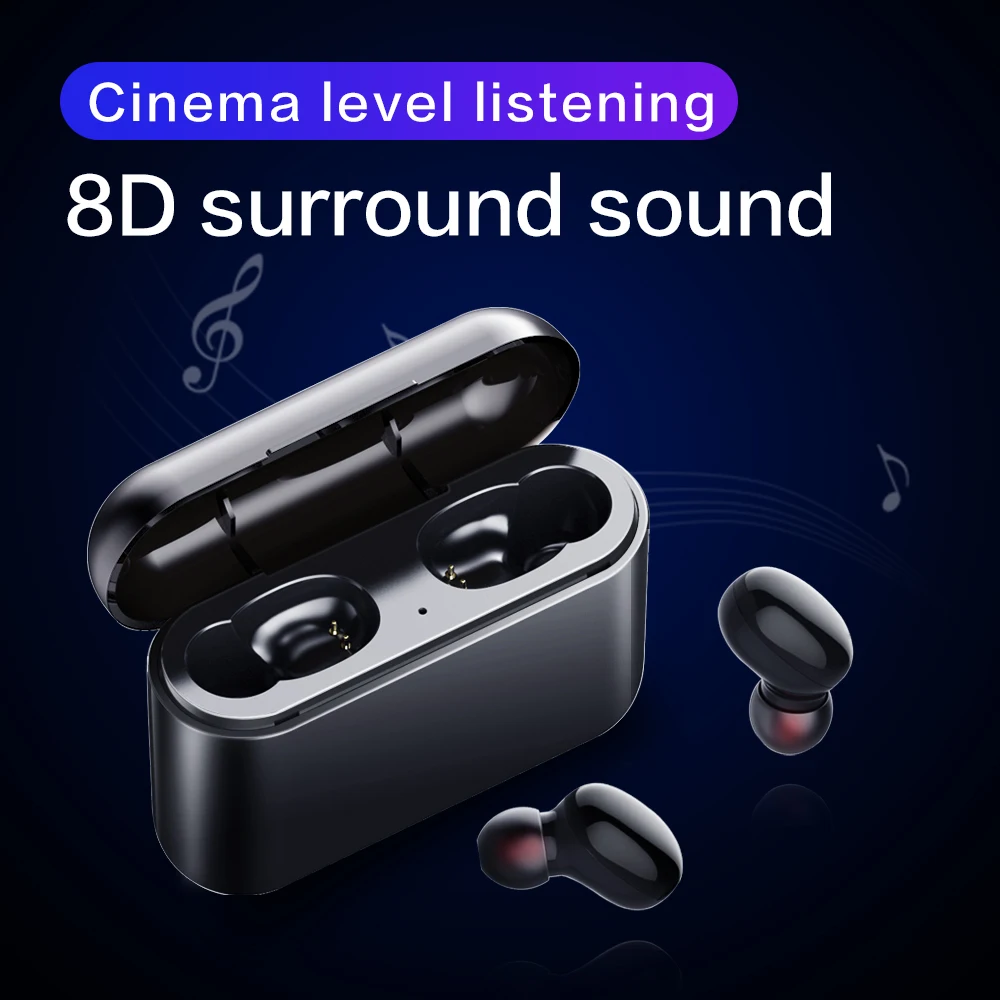 True Wireless Bluetooth Earphone With 2600mAh Charging Case Wateproof Noise Reduction Smart Touch 8D Surround Sound TWS Earbuds