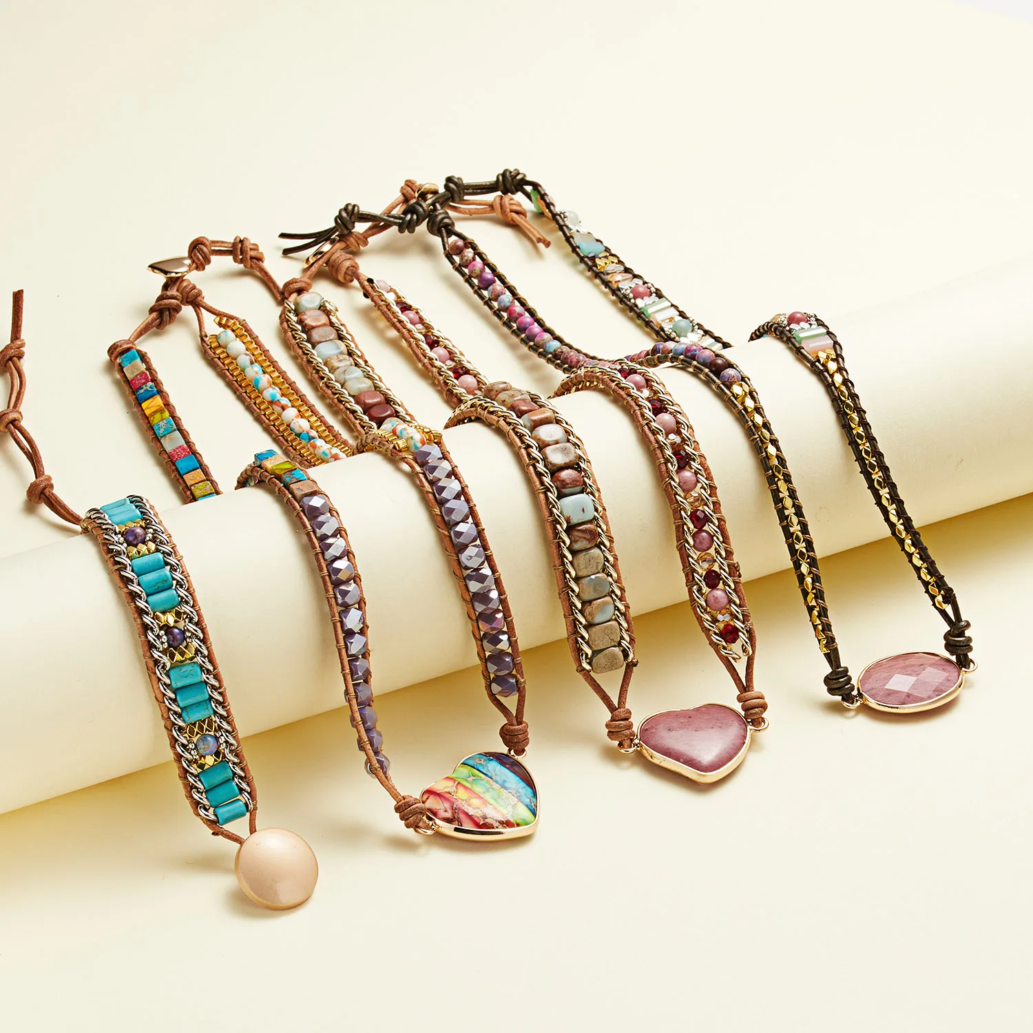 Bracelet Jewelry Leather Bracelets Shell Charm Bracelets New Fashion Mixed Color Natural Stone Bracelet For Women Men Chakra Heart Wrap Leather Chain Bracelet&Bangle Charm Jewelry
