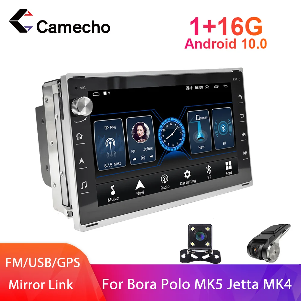 Автомобильный мультимедийный плеер Camecho Android 10 0 2Din GPS Bluetooth Wi-Fi FM для BORA POLO MK5 SHARAN JETTA