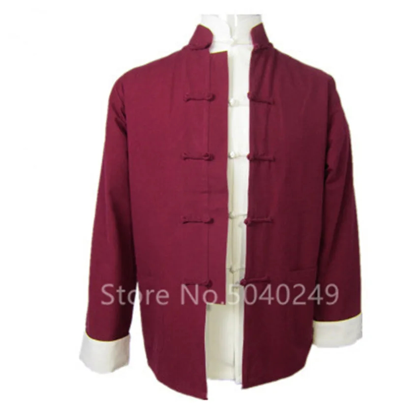 Tang Suit Top Men Shirt Long Sleeve Jacket Cardigan Traditional Chinese Clothing Cotton Stand Collar Buckle Kung Fu Clothing