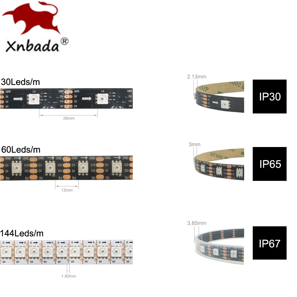 APA102 SK9822 24/30/60/72/96/144 светодиодов/Пиксели/m Smart RGB Светодиодные полосы пикселей