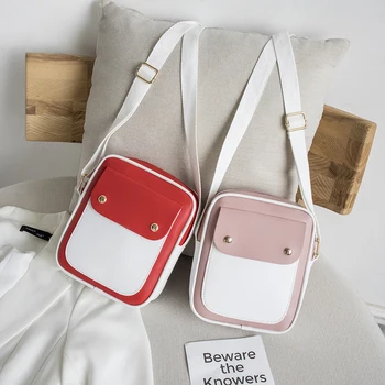 

Hot Sale Leather Women Shoulder Messenger Bag Hit Color Delicate Phone Pouch Crossbody Satchel Bag Travel Shopping Bag