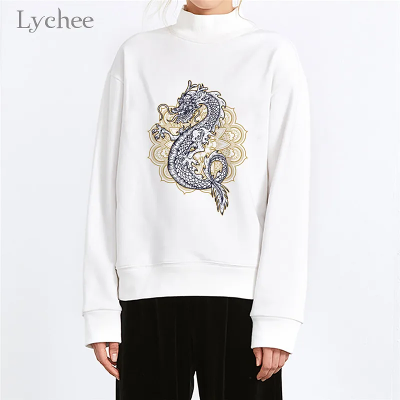 13 Lychee, Harajuku, принт дракона, Женская толстовка, топ, Повседневный, вырез лодочкой, женские пуловеры, свободные, весна-осень, дамские свитшоты, топы - Цвет: 13