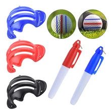 1 Set Golf Ball Triple Track 3 Line Marker Chrome Stencil +2Pcs Marker Pen Golf Putting Positioning Aids Outdoor Golf Sport Tool