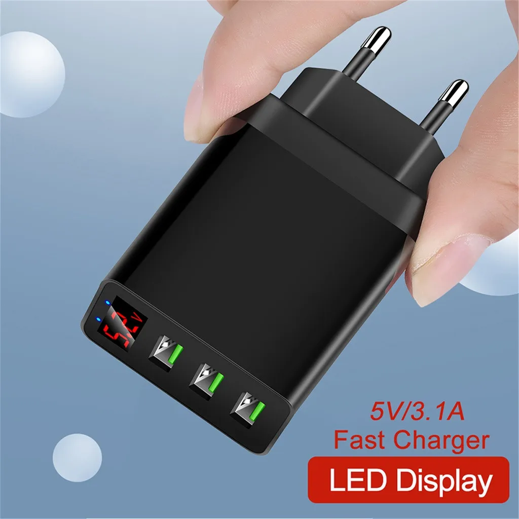 3 Port Fast Quick Charge QC 3.0 USB Hub Wall Charger 3.1A Power Digital display Adapter US/EU/UK Plug for iphone samsung hot | Мобильные