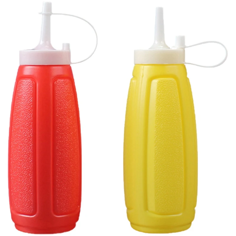 

1 Pair Kitchen AccessoriesPlastic Squeeze Bottle Condiment Dispenser for Sauce Vinegar Oil Ketchup Cruet Color Random