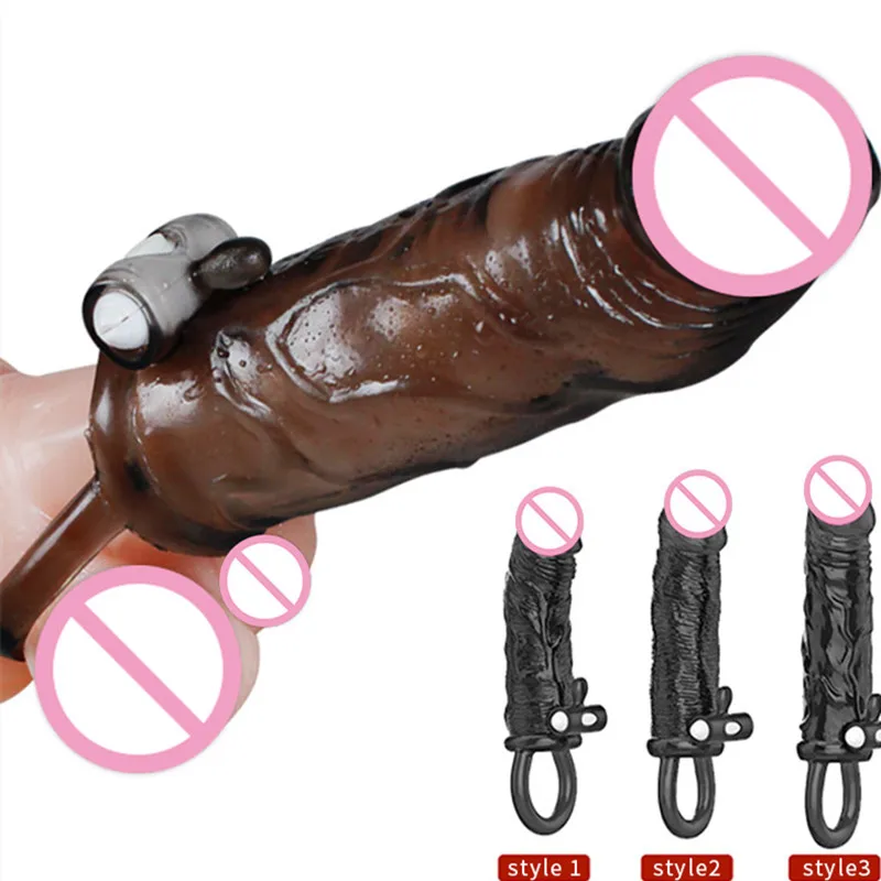 penis extender enlargement pump silicone reusable double vibratou condoms for men sex toys for couples penis sleeve