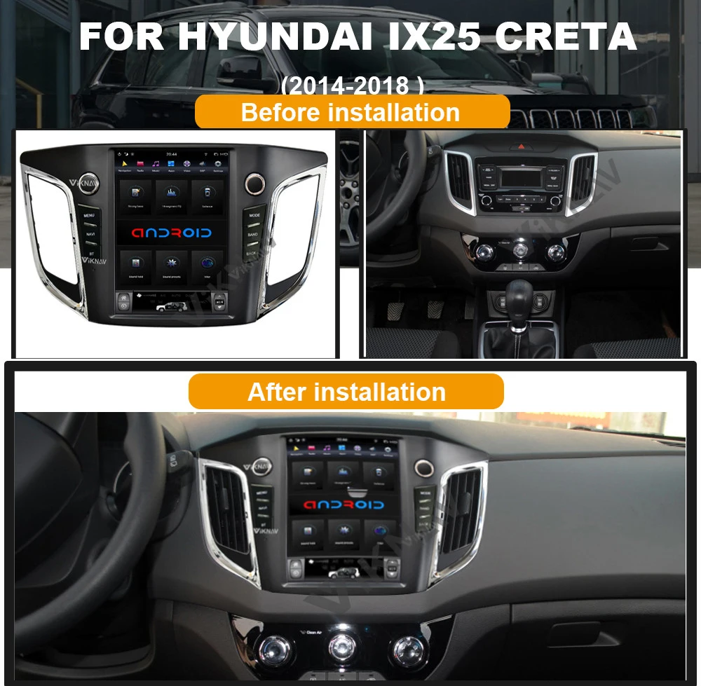 

Android System vertical screen car GPS navigation For-Hyundai IX25 Creta 2014-2018Multimedia DVD Player
