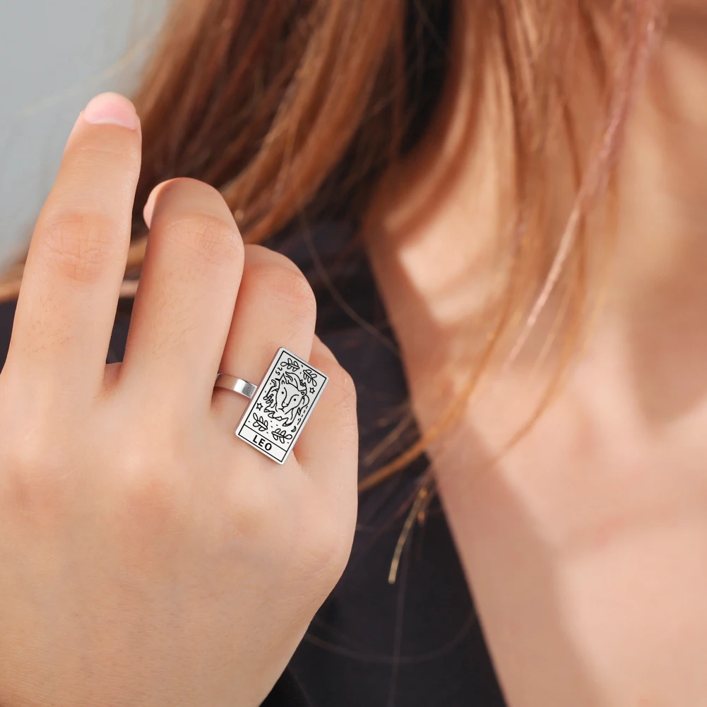 Cazador 12 anillo del zodiaco del horóscopo de acero inoxidable