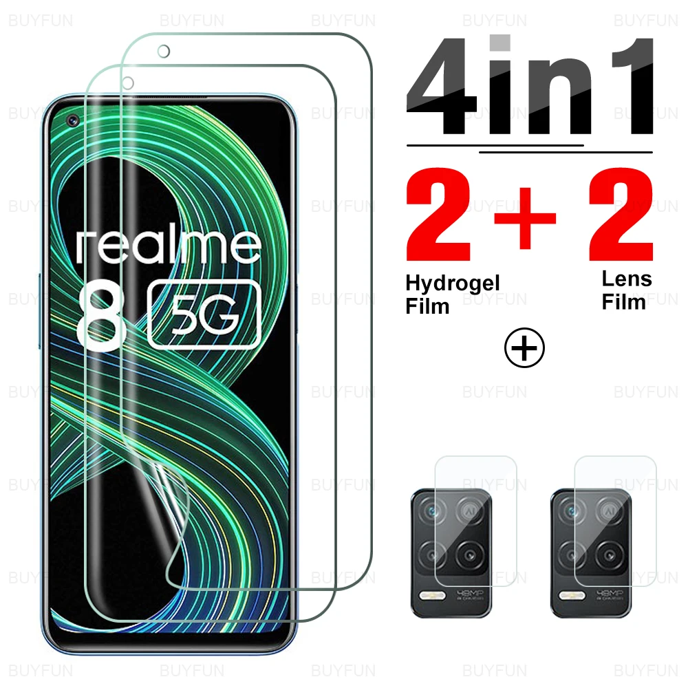 

Защитная пленка для экрана 4 в 1, Гидрогелевая пленка для объектива OPPO Realme 8 5G 4G 8Pro Pro V13 Narzo30 Relme8, Защитная пленка для камеры 6,5 дюйма RMX3241