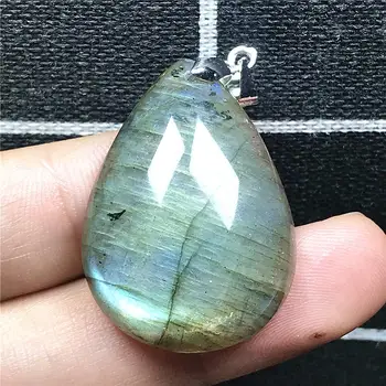 

Top Natural Yellow Blue Labradorite Necklace Pendant Jewelry For Woman Man 32x23x8mm Beads Silver Crystal Moonstone Stone AAAAA