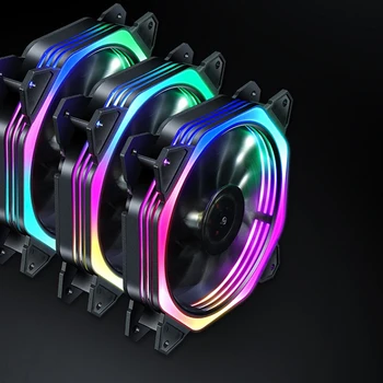 

12cm Durable Office Accessories Adjustable Color Cooling Fan Silent Rainbow Lights Easy Installed Led Part PC Computer Mute RGB