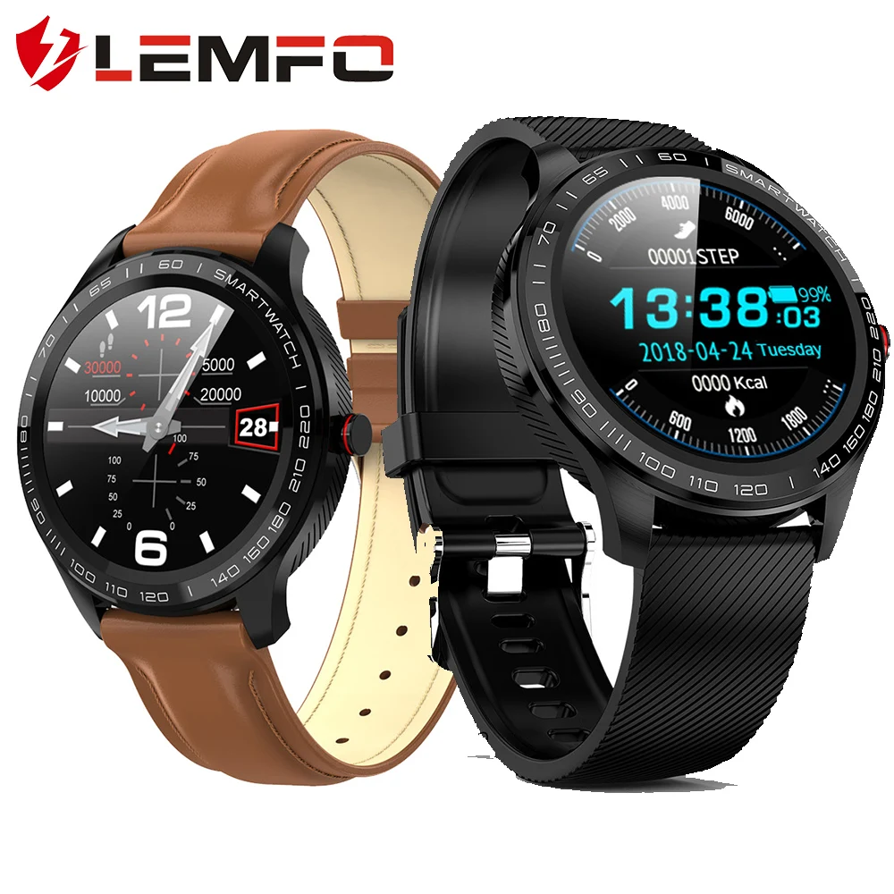 LEMFO L9 ЭКГ Смарт-часы Для мужчин Полный Круглый Мульти-сенсорный Smartwatch IP68 спортивные часы для Для мужчин Bluetooth напоминание/Музыка