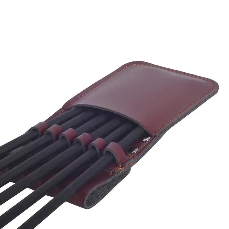 1 Pcs Outdoor Hunting Shooting Back Pocket Leather Quiver Can Be Loaded With 6 Arrows Portable Leather Quiver