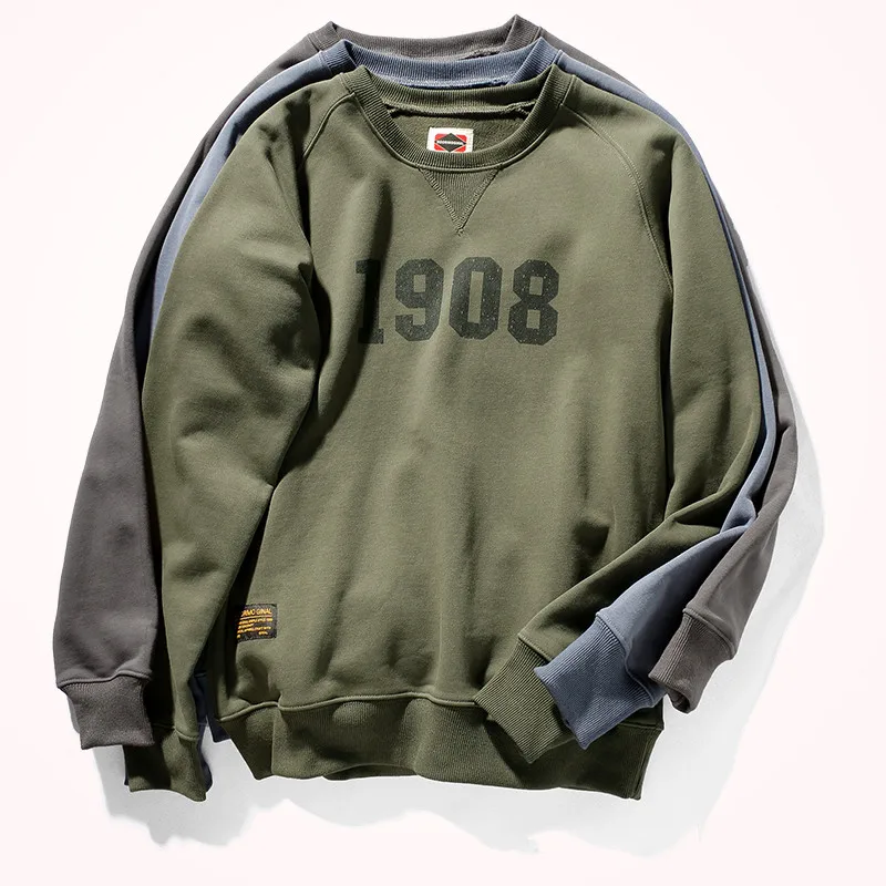 

Autumn Winter 430g Heavyweight Letter Printed Hoodies Men's Fashion Simple Washed Old Original Single Long Sleeve Sweatshirts