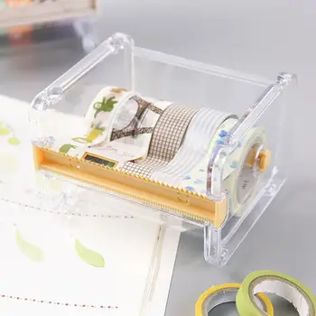 

Desktop Roll Adhesive Tape Dispenser Cutter Storage Rack Holder Transparent Table Desk Organizer Home School Office Accessory
