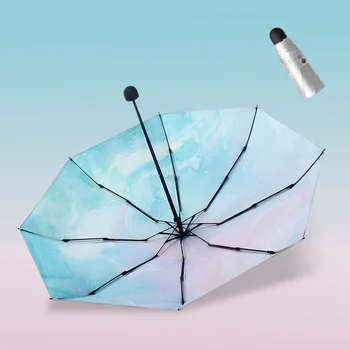 

2020 New Style Hipster 8 Bone Titanium Silver Colloid Five-fold Umbrella Sun-resistant Parasol Folding Parasol Advertising Umbre