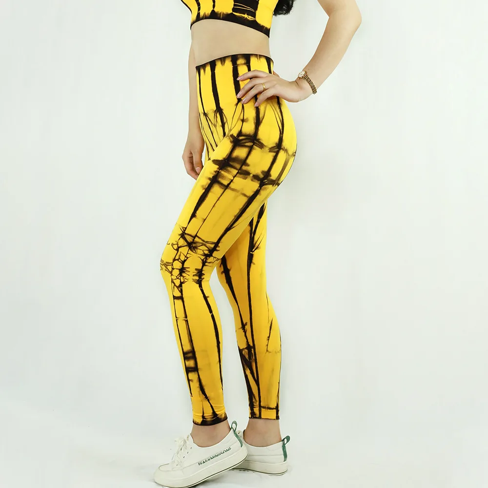 

New Sports Pants Women's High Waist Elastic Seamless Tie-Dye Moisture Wicking and Quick-Drying Fitness Sports Yoga Pants Wo
