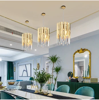 

Modern Creative Crystal Chandelier Nordic Art Round Crystal LED Chandelier For Kitchen Dining Room Bedside Lamp K9 Pendant Lamps