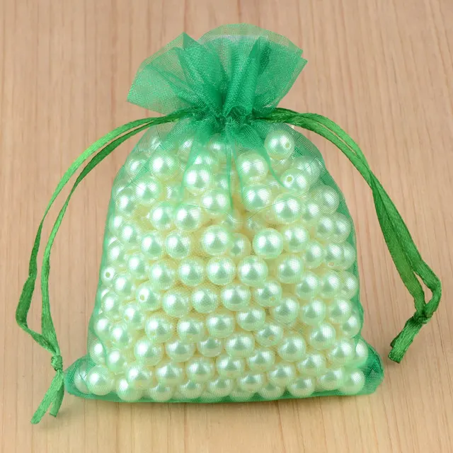 100pcs 24 Colors Jewelry Packaging Bag 5*7 7*9 9*12 10*15cm Organza Bags Gift Storage Wedding Drawstring Pouches Wholesales 13 dark green