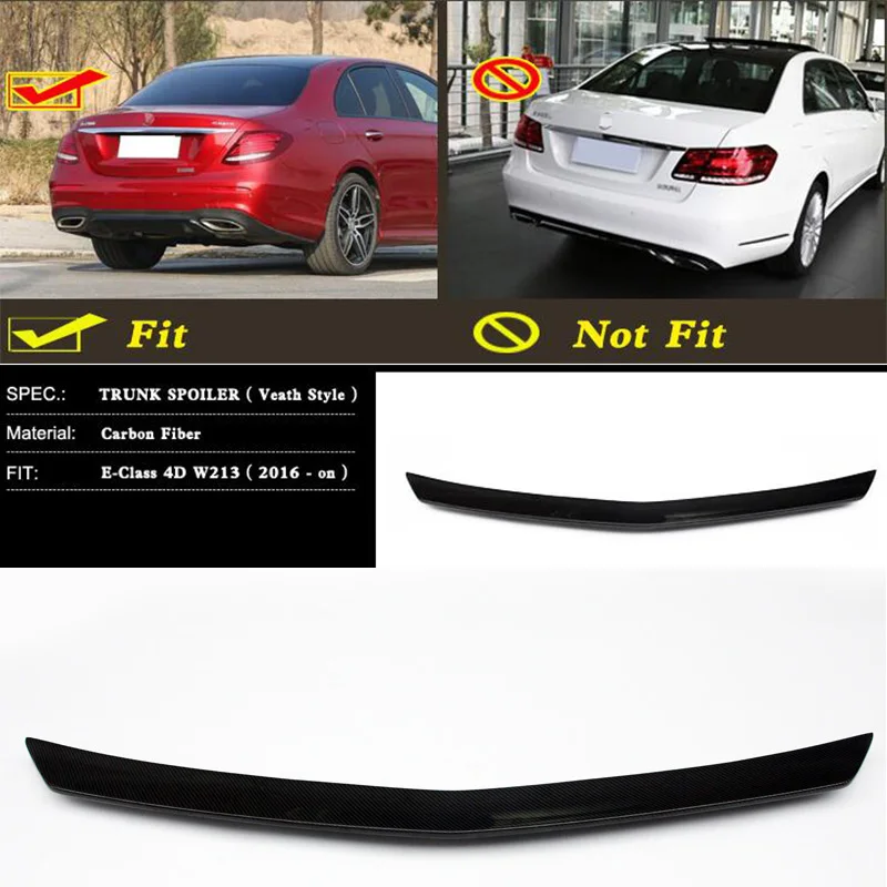 Fits 16-18 BENZ E-Class W213 E43 Trunk Spoiler Veath Style Carbon Fiber