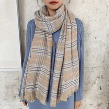Британский клетчатый зимний шарф/шаль/нагрудник для пальто женщин