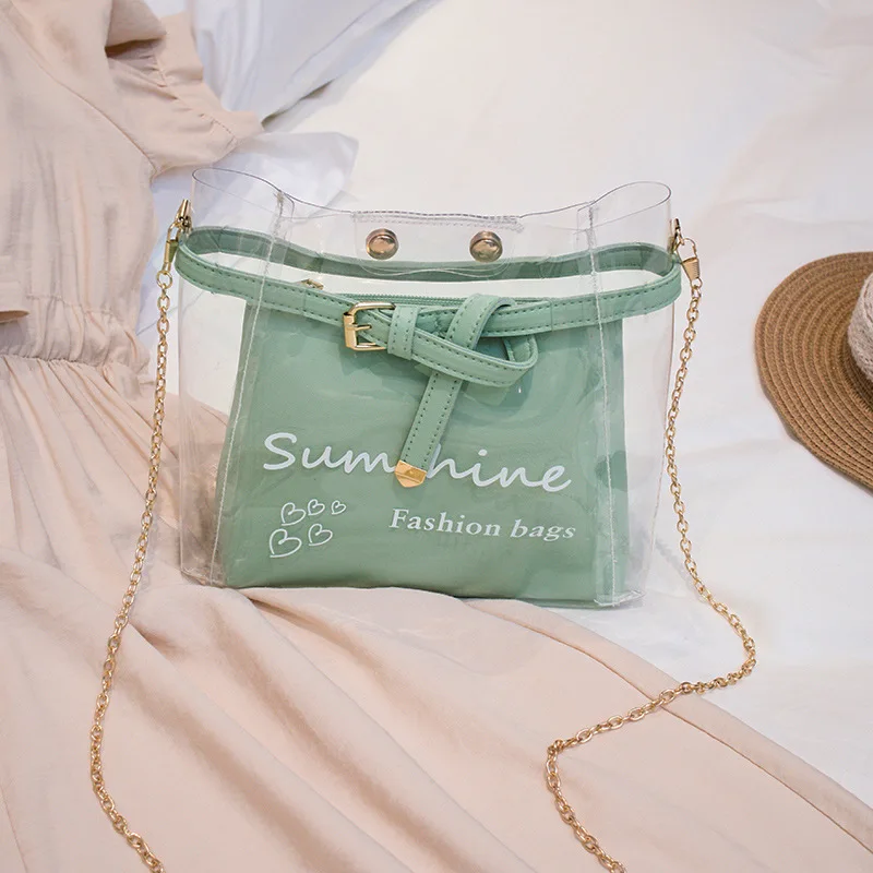 Sunisery Female Casual PVC Clear Cross Body Bag Transparent Jelly