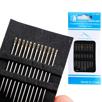 

12PCS Stainless Steel Multi-size Blind Needle Side Opening DIY Sewing Needles Pins for Domestic Sewing Model Crafts
