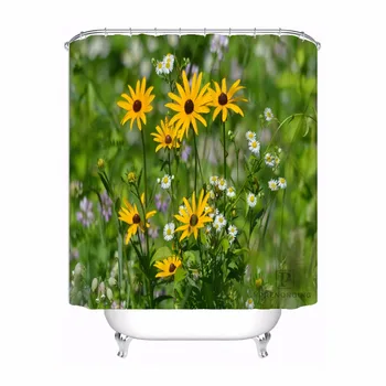 

Custom Black Eyed Susan and Daisy Fleabane Shower Bath Curtain Mildewproof Waterproof Polyester Various Sizes#0421-21-22