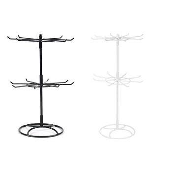 

2x Double Metal Jewelry Frame Earrings Necklace Bracelet Display Stand, Black & White