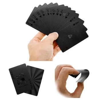 

3 Style Black Waterproof Playing Card Plastic Magic Playing Card Board Game Durable Poker Magic Cards Gift Collection