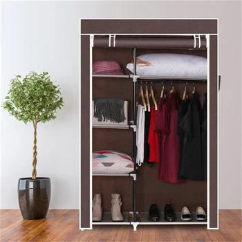 

Portable Wardrobe with Zipper Cloth Cabinet Closet Storage Organizer Non-woven Clothes Rack Dustproof DIY Home Bedroom Furniture