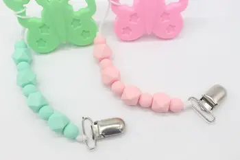 

200pcs Silicone Teething Pacifier Clips with Safe ABS Beads Silicone Pacifier Chain Holder For Nipples Baby Chew Toys