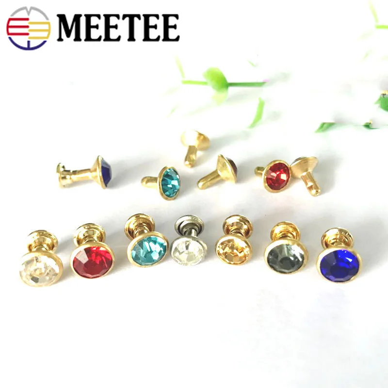 Meetee 50/100 шт. 8 мм Стеклянная Хрустальная заклепка сумка декоративные пряжки сделай