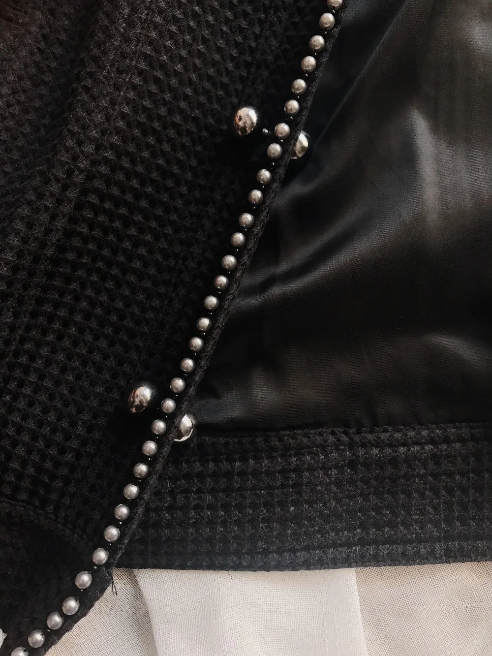 Дизайнерский стиль женское пальто роскошное черное Beadings женское осенне-зимнее пальто свободного кроя крутой рок верхняя одежда куртки NS318